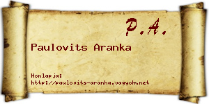 Paulovits Aranka névjegykártya