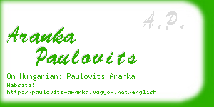 aranka paulovits business card